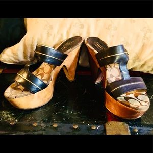 Coach Jonah Wood Leather Clogs